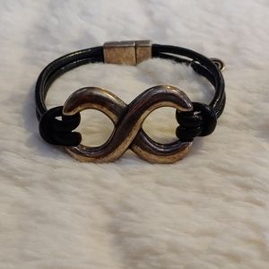 Infinity bracelet on black cord
